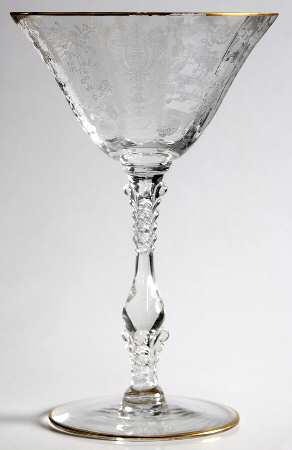 Rose Point Clear (Stem 3121, Gold Trim) Champagne/Tall Sherbet