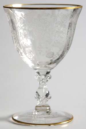 Rose Point Clear (Stem 3121, Gold Trim) Oyster or Fruit Cocktail