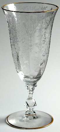 Rose Point Clear (Stem 3121, Gold Trim) 10 Oz Footed Tumbler