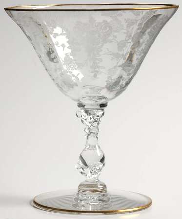 Rose Point Clear (Stem 3121, Gold Trim) Low Sherbet