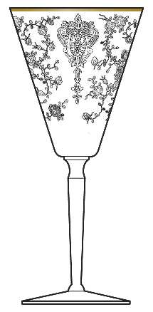 Rose Point Clear (Stem 3106, Gold Trim, Etched) by Cambridge