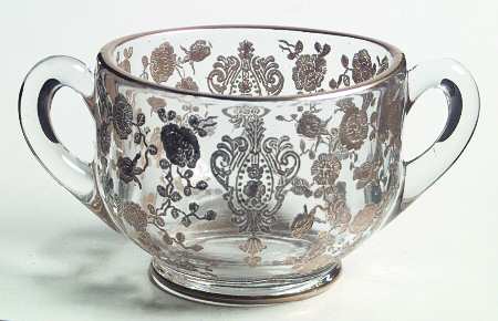 Rose Point Clear (Stem 3500, Gold Encrusted) Mini Open Sugar