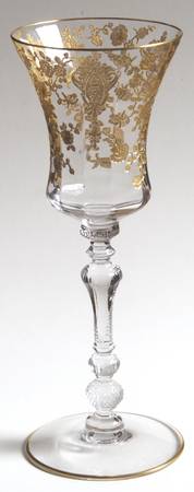 Rose Point Clear (Stem 3500, Gold Encrusted) Wine Glass by Cambridge