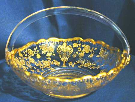 Rose Point Clear (Stem 3500, Gold Encrusted) 6" Handled Basket