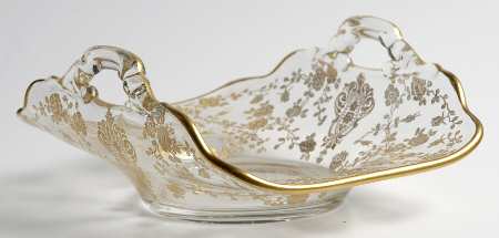 Rose Point Clear (Stem 3500, Gold Encrusted) 3400 2 Handled Basket