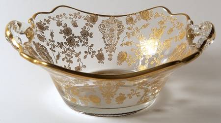 Rose Point Clear (Stem 3500, Gold Encrusted) 3400/1181 Handled Bon Bon