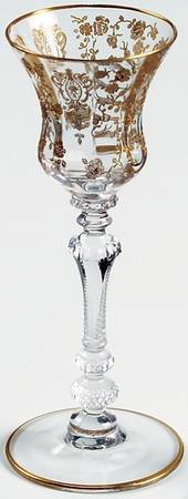 Rose Point Clear (Stem 3500, Gold Encrusted) Cordial Glass