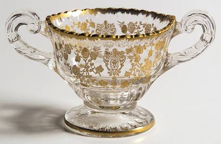 Rose Point Clear (Stem 3500, Gold Encrusted) Individual Open Sugar (Shape 3500)