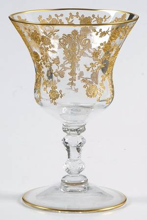 Rose Point Clear (Stem 3500, Gold Encrusted) Oyster or Fruit Cocktail