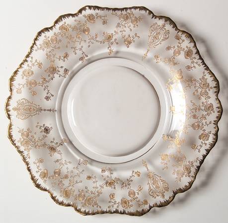 Rose Point Clear (Stem 3500, Gold Encrusted) 8" Salad Plate (Shape 3500)