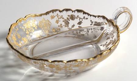 Rose Point Clear (Stem 3500, Gold Encrusted) #3500 60 Loop Handle 2 Part Relish