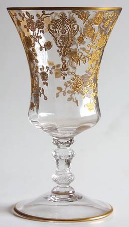 Rose Point Clear (Stem 3500, Gold Encrusted) 2 1/2 Oz Footed Tumbler