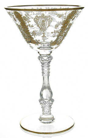 Rose Point Clear (Stem 3121, Gold Encrusted) Champagne/Tall Sherbet