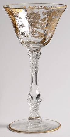 Rose Point Clear (Stem 3121, Gold Encrusted) Liquor Cocktail