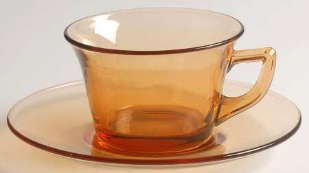 Round Amber Cup & Saucer Set