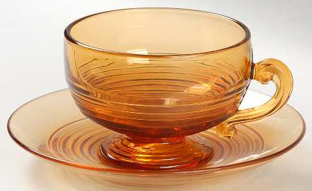 Tally Ho Amber (Amber Bowl & Stem, Stem 1402) Cup & Saucer Set