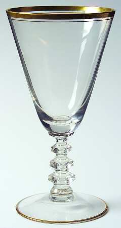 Wedding Band Clear (Gold Trim, Stem 3139) Water Goblet