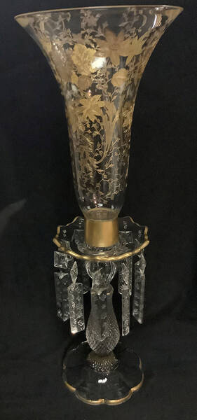 Wildflower (Stem 3121, Gold Encrusted) 18" Hurricane Lamp with Bobeche & 10 Prisms