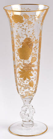 Wildflower (Stem 3121, Gold Encrusted) 12" Keyhole-Stem Footed Vase by Cambridge