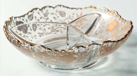 Wildflower (Stem 3121, Gold Encrusted) 6" Round 3 Part Relish