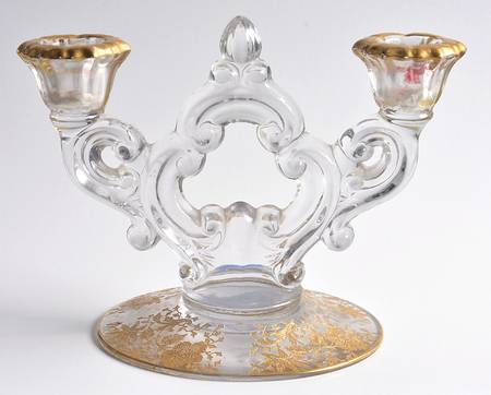 Wildflower (Stem 3121, Gold Encrusted) 3400/647 2 Light Candlestick (Round Base)