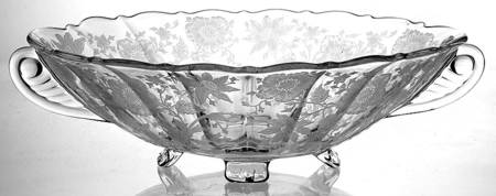 Wildflower Clear 12" Oval 4-Toed Handled Bowl by Cambridge