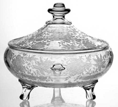 Wildflower Clear 3-Footed Candy Dish with Lid