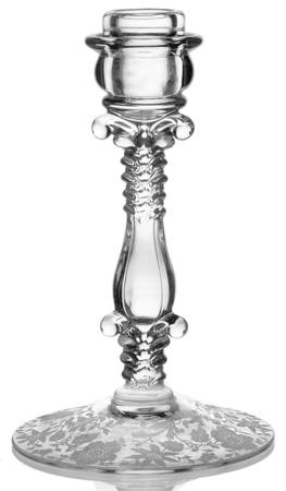 Wildflower Clear 7" Candlestick w/Bobeche Lip by Cambridge