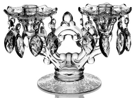 Wildflower Clear 3400 2 Light Candelabrum w/ 2 Bobeches 16 Prisms by Cambridge