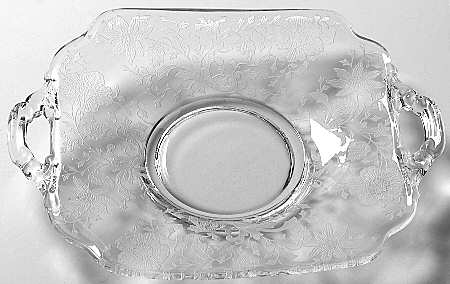 Wildflower Clear 3400/1181 Handled Bon Bon Plate by Cambridge