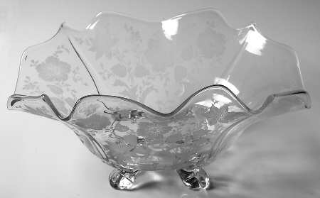 Wildflower Clear 3400 Oblong Ruffled Four Toed Bowl by Cambridge