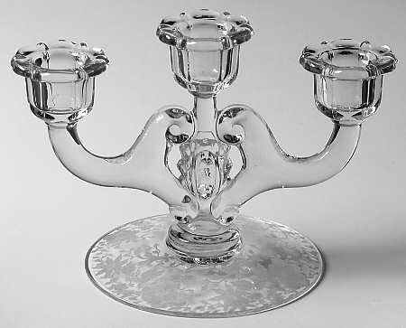 Wildflower Clear 6" Three Light Candlestick by Cambridge