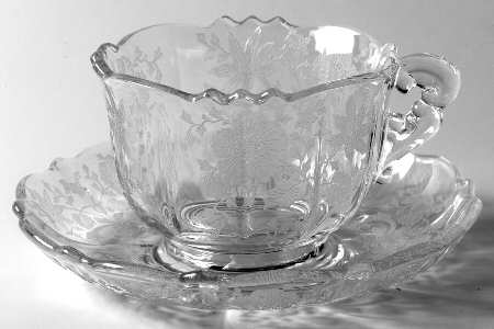 Wildflower Clear Cup & Saucer Set by Cambridge
