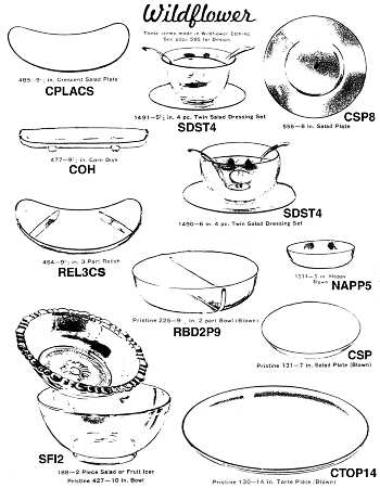 Wildflower Clear #464 3-Part Crescent Shape Relish Dish