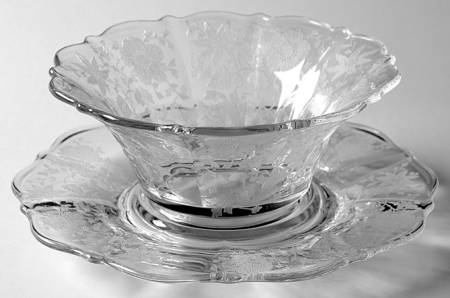 Wildflower Clear Mayonnaise Bowl and Underplate by Cambridge