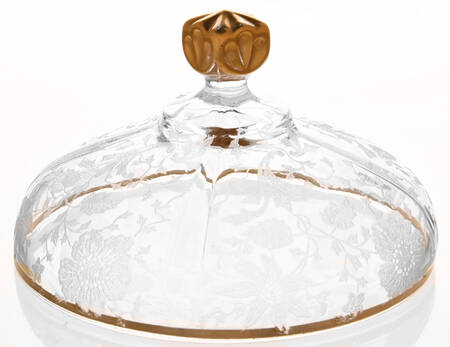 Wildflower Clear (Gold Trim, Stem 3121) Lid w/Square Knob for 3400 Round Butter