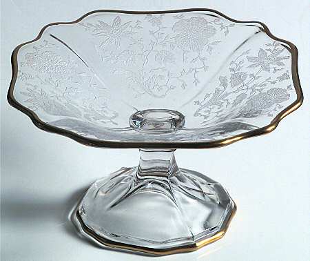 Wildflower Clear (Gold Trim, Stem 3121) Cheese Stand (Shape 3400)