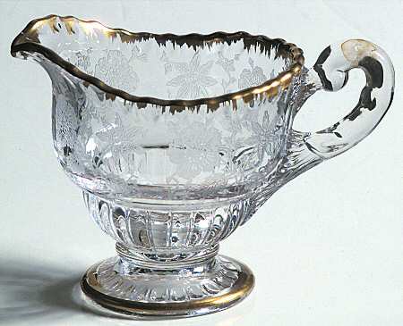 Wildflower Clear (Gold Trim, Stem 3121) Individual Creamer (Shape 3500) by Cambridge