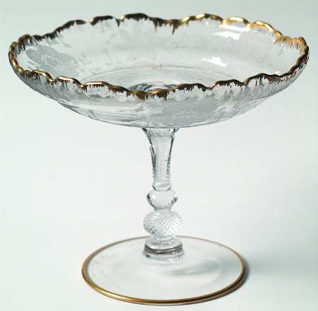 Wildflower Clear (Gold Trim, Stem 3121) Round Compote (Height X Width)