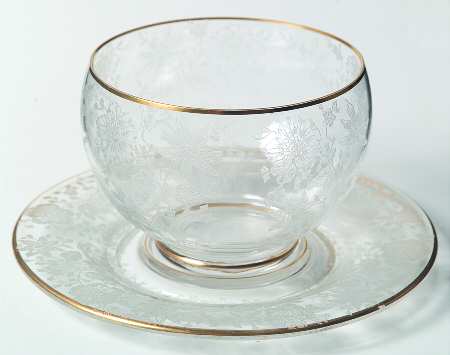 Wildflower Clear (Gold Trim, Stem 3121) Mayonnaise Bowl and Underplate