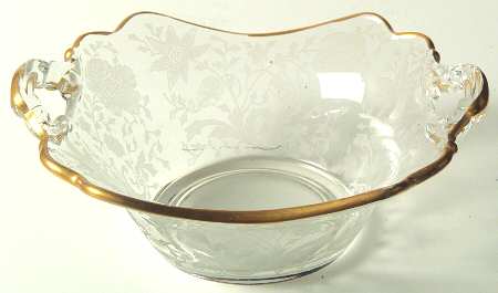 Wildflower Clear (Gold Trim, Stem 3121) 3400/1181 Handled Bon Bon by Cambridge
