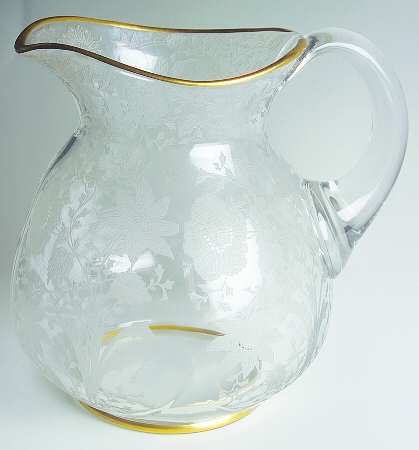 Wildflower Clear (Gold Trim, Stem 3121) 80 Oz Doulton Pitcher with Modified Handle