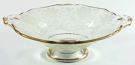 Wildflower Clear (Gold Trim, Stem 3121) 8" Footed Low Comport