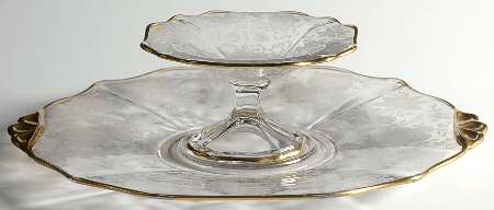 Wildflower Clear (Gold Trim, Stem 3121) Cheese & Cracker Set, Shape 3400