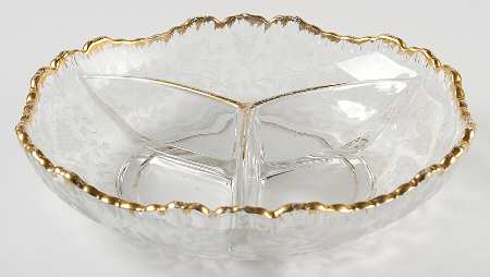 Wildflower Clear (Gold Trim, Stem 3121) 6" Round 3 Part Relish