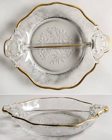 Wildflower Clear (Gold Trim, Stem 3121) 3400/90 Shape 2 Part Handled Relish