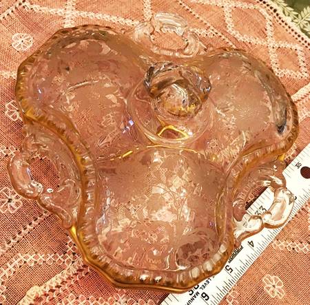 Wildflower Clear (Gold Trim, Stem 3121) 3500/57 3 Part Covered Candy/Relish