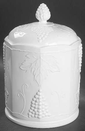 Harvest Milk Glass Large Canister & Lid