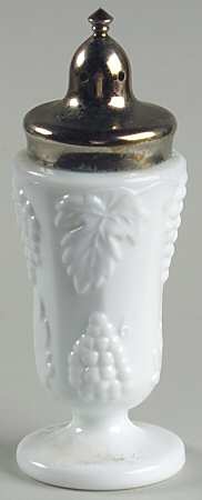 Harvest Milk Glass Footed Shaker & Metal Lid