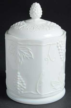 Harvest Milk Glass Small Canister & Lid